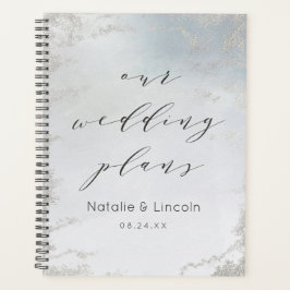 Ombre Dusty Blue Mattiert Silver Luxury Wedding Planer