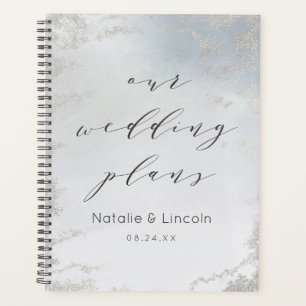 Ombre Dusty Blue Mattiert Silver Luxury Wedding Planer