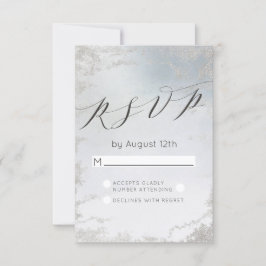 Ombre Dusty Blue Mattiert Silver Wedding RSVP Antw Karte