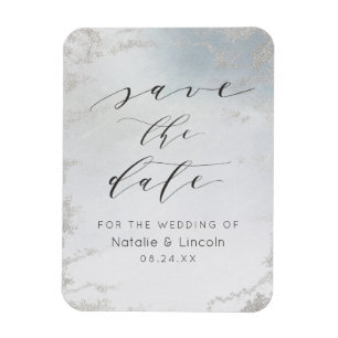 Ombre Dusty Blue Mattiert Wedding Save the Date Magnet