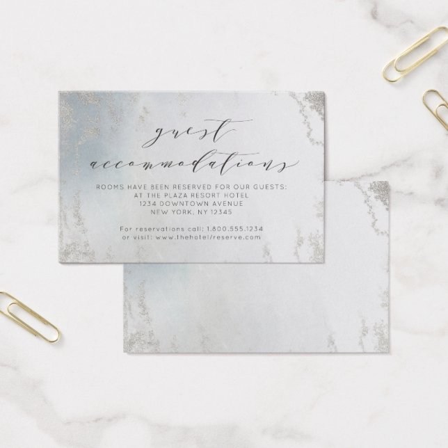 Ombre Dusty Blue Silver Unterkünfte Beilage Karte (Büro)