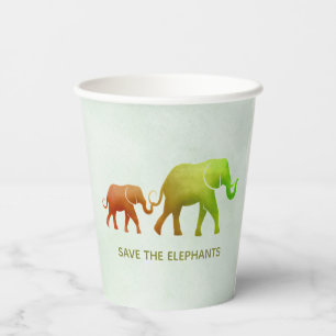 Ombre Elephants Design Paper Cups Pappbecher