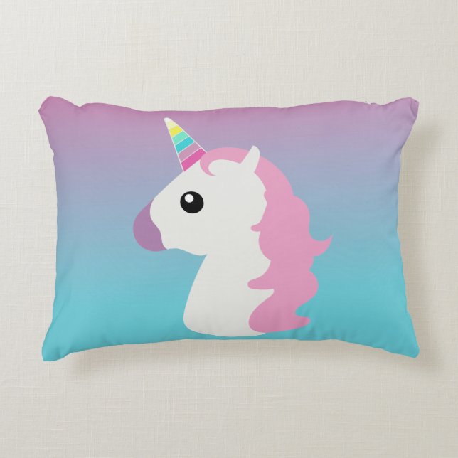 Ombre Emoji Einhorn-Kissen Dekokissen (Vorderseite)