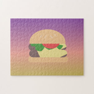Ombre Farbiger Foodie Burger Liebe Regenbogen Puzzle