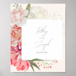 Ombré Floral Botanical Elegante Hochzeit Willkomme Poster