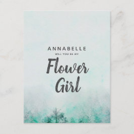 Ombre Forest Watercolor wirst du mein Blumenmädche Einladung