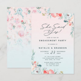 Ombre French Garden Sie sagte Yes Engagement Party Einladung
