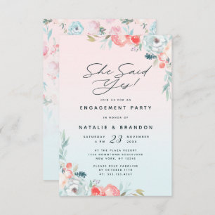 Ombre French Garden Sie sagte Yes Engagement Party Einladung