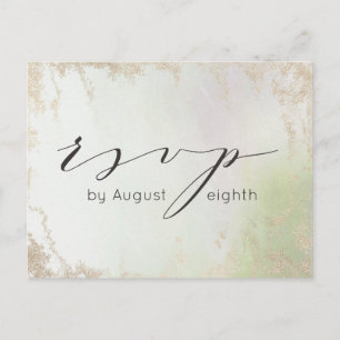 Ombre-Frühlingsgrün-Gold-Hochzeitsmenüwahl RSVP Postkarte