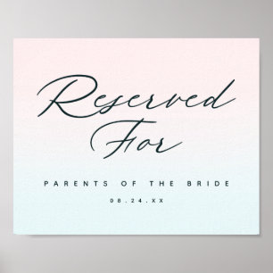 Ombre für Hochzeitssitzzeichen reserviert Poster