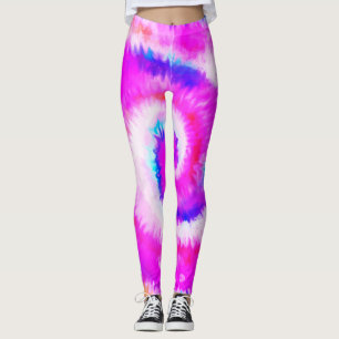 Ombre Gefärbte Krawatte Rainbow Swirl Fuchsia Leggings