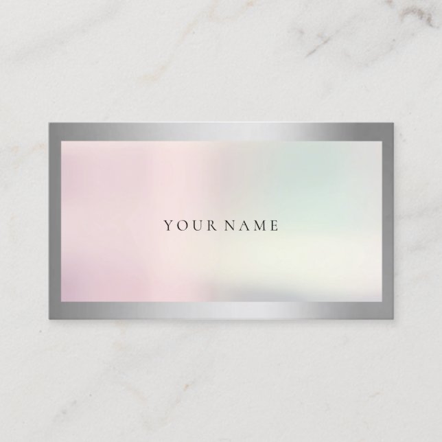Ombre Gerahmt einfach Beruflich Gray Silver Pearl Visitenkarte (Vorderseite)