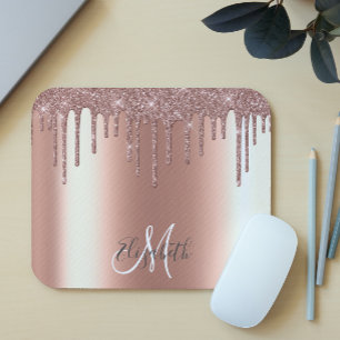 Ombre Glitter Rose Gold Drip Personalisiertes Mono Mousepad