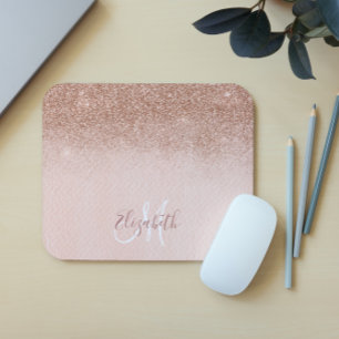 Ombre Glitter Roségold personalisiertes Monogramm Mousepad