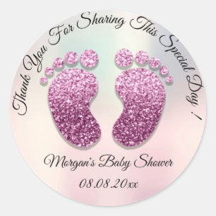 Ombre Glitzer Feet Baby Dusche Gefallen Vielen Dan Runder Aufkleber