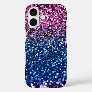 Ombre Glitzer Lila Blue iPhone 16 Hülle