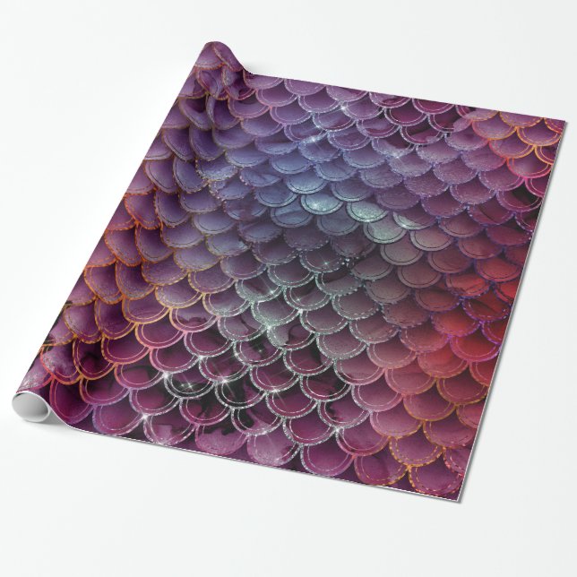 Ombre Glitzer Mermaid Scales Geschenkpapier (Ungerollt)