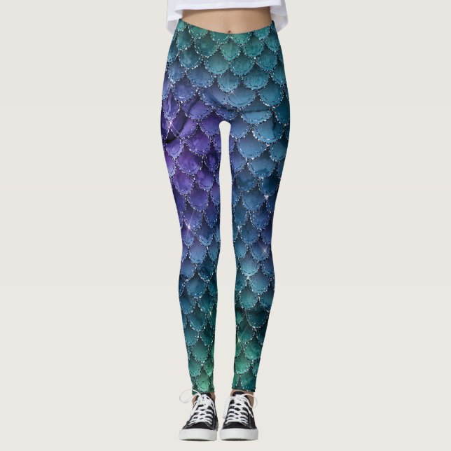 Ombre Glitzer Mermaid Scales Leggings (Vorderseite)