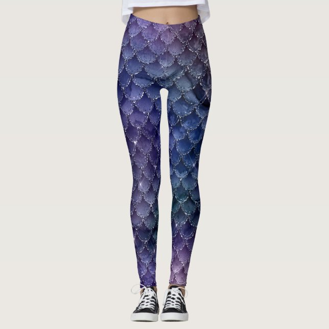 Ombre Glitzer Mermaid Scales Leggings (Vorderseite)