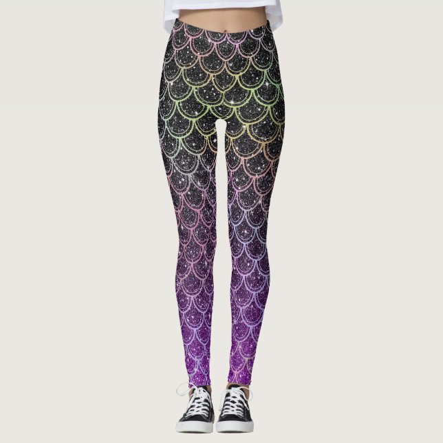Ombre Glitzer mermaid Waagen Leggings (Vorderseite)