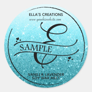 Ombre Glitzer Monogram E Beispielprodukt Runder Aufkleber