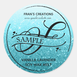 Ombre Glitzer Monogram F Beispielprodukt Runder Aufkleber
