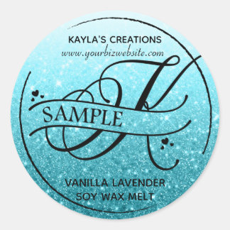 Ombre Glitzer Monogram K-Beispielprodukt Runder Aufkleber