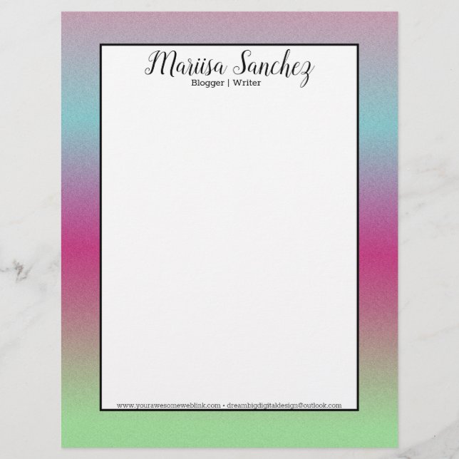 Ombre Glitzer Regenbogen farbenfrohe Grenze Briefbogen (Vorderseite)