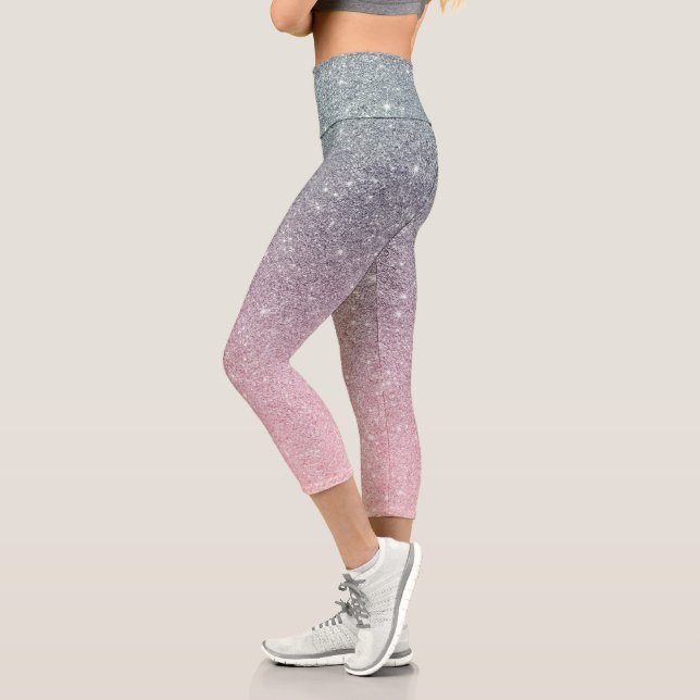 Ombre Glitzer Sparkle Glam Multicolor Capri Leggings (Links)