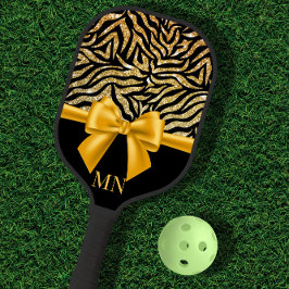 Ombre Glitzer Zebra Gold Bow Mit Monogramm Pickleball Schläger