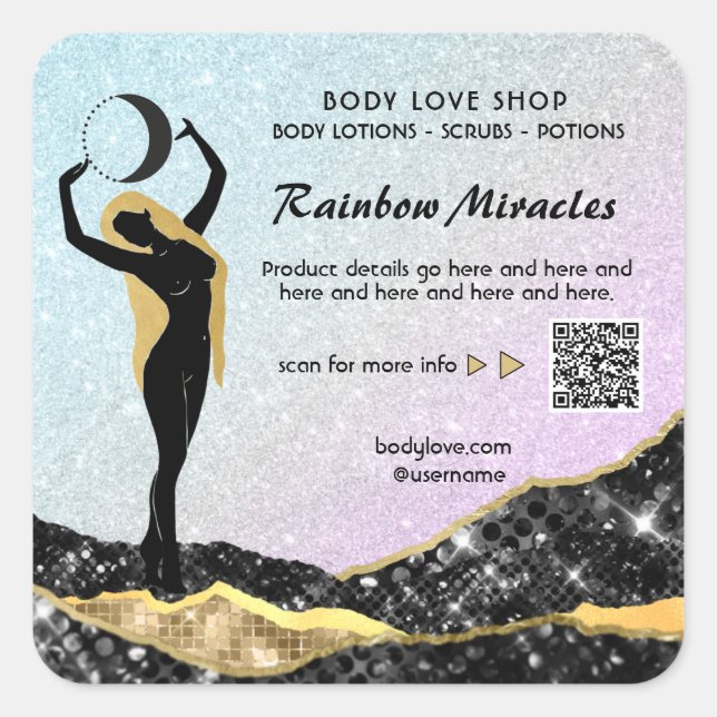 *~* Ombre Goddess Intention Zauber AP24 Regenbogen Quadratischer Aufkleber (Vorderseite)