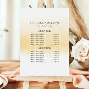 Ombre Gold Watercolor Minimalist Service Preis Menükarte