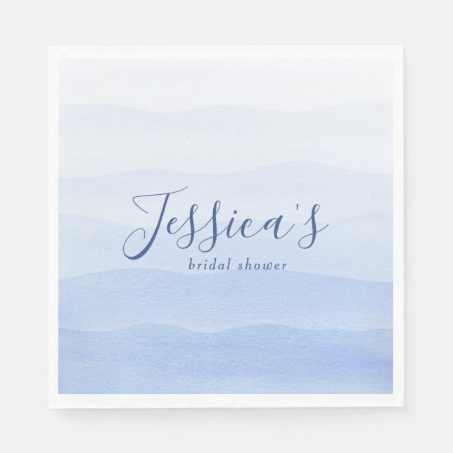 Ombre Gradient Dip Dye Blue Brautparty Serviette (Vorderseite)