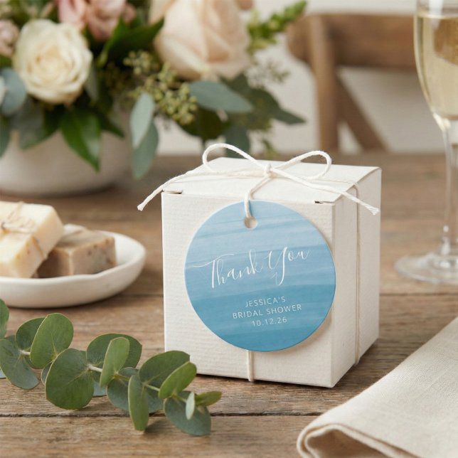 Ombre Gradient Dip Dye Ocean Blue Brautparty Geschenkanhänger (Von Creator hochgeladen)