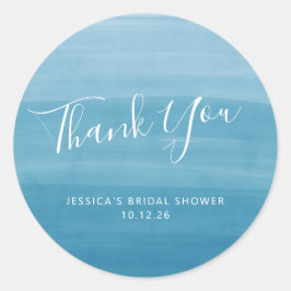 Ombre Gradient Dip Dye Ocean Blue Brautparty Runder Aufkleber