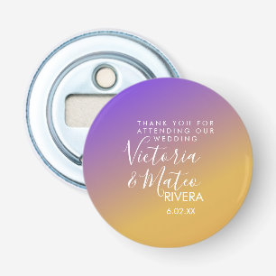 Ombre Gradient Lila Gelb Sonnenuntergang Hochzeit Flaschenöffner