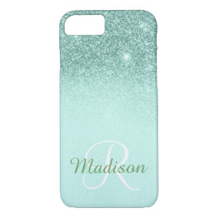 Ombre Green Mint Glitzer Fading Monogram Case-Mate iPhone Hülle