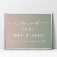 Ombre Green reservierte Braut Familie Hochzeitssym