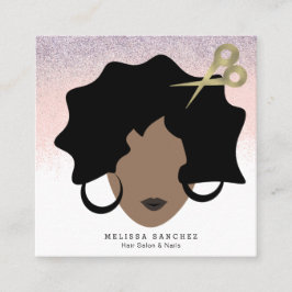 Ombré Hair Imitate Gold Glitzer Girl Salon Beauty Quadratische Visitenkarte