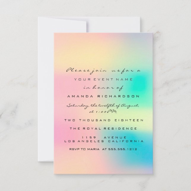 Ombre Holographic Pastel Bridal Sweet 16. Einladung (Vorderseite)