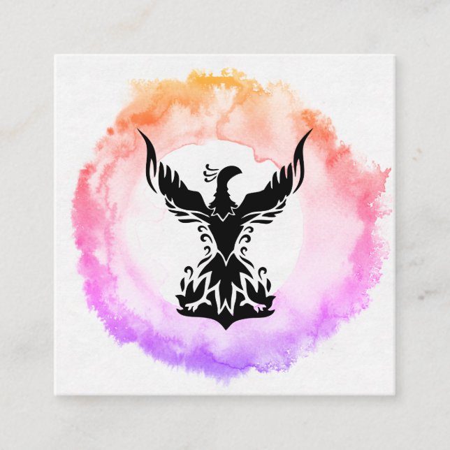 *~* Ombre Hot Pink Black Phoenix Feuerring Quadratische Visitenkarte (Vorderseite)