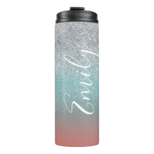 Ombre Imitats Sparkle Farbenfrohe Mit Monogramm Be Thermosbecher