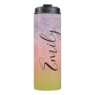 Ombre Imitats Sparkle Farbenfrohe Mit Monogramm Be Thermosbecher