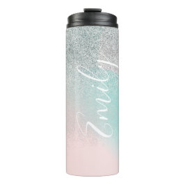 Ombre Imitats Sparkle Pastel Mit Monogramm Name Thermosbecher