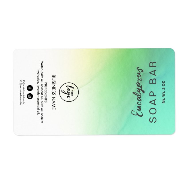 Ombre Ink Türkise Soap Bar Labels (Vorne)