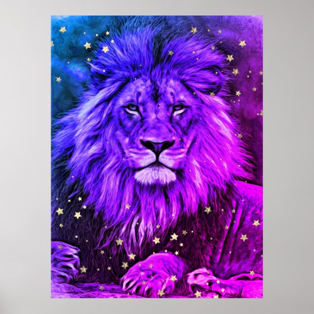 *~* Ombre Künstlerisch Artistic Celestial LION AP2 Poster (Vorne)