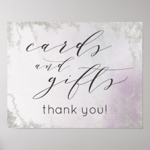 Ombre Lavender Cards & Gifts Wedding Table Sign Poster
