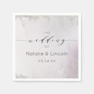 Ombre Lavender Lila Silberstreifen Hochzeitsmonogr Serviette