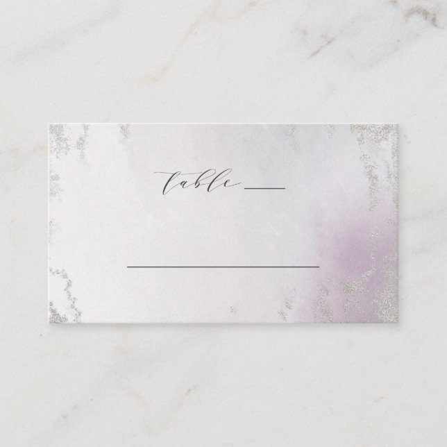 Ombre Lavender Lila Silver Wedding Tischnummer Platzkarte (Vorderseite)