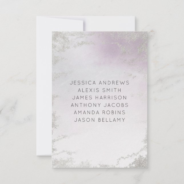 Ombre Lavender Lila Silver Wedding Tischnummern (Rückseite)